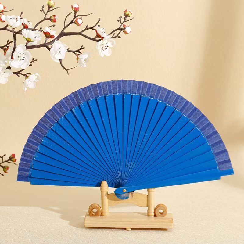 Wholesale High Quality Colorful Spot 23 cm Gift Fan Hand-painted Wooden Fan Spanish Wooden Crafts Folding Hand Fan