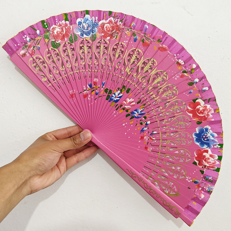 Fashionable Spanish Fan Elegant Wooden Hand Fan Chinese Vintage Solid Color Plain Folding Fan for Costume Parties Decorations